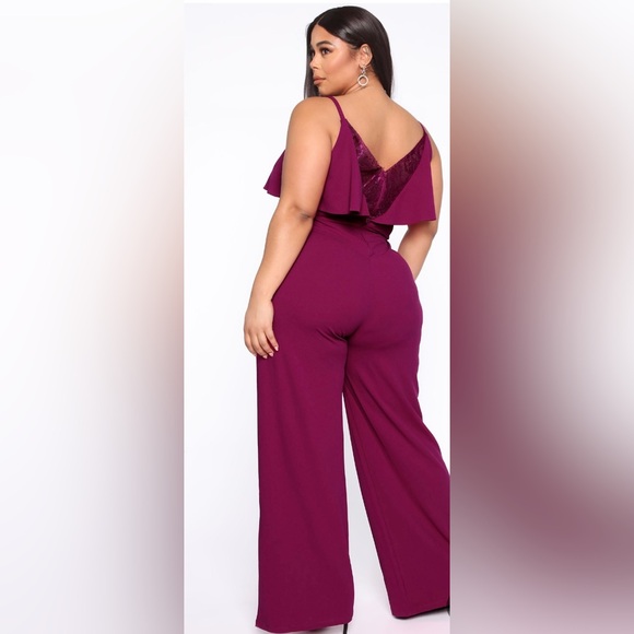 NWOT Fashionnova Magenta Jumpsuit - Picture 3 of 9